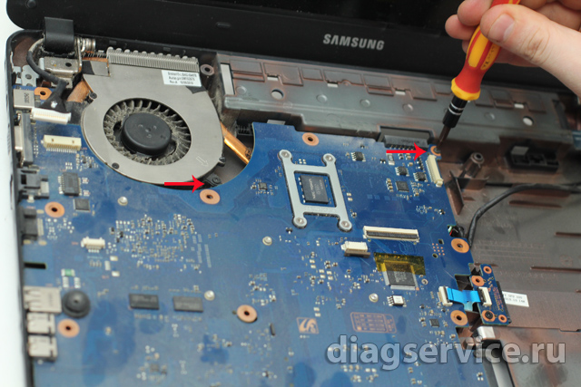 ремонт разъема питания ноутбука Samsung NP-RV510
