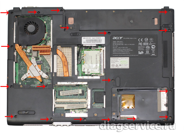 замена жесткого диска  ноутбука Acer Aspire 1690